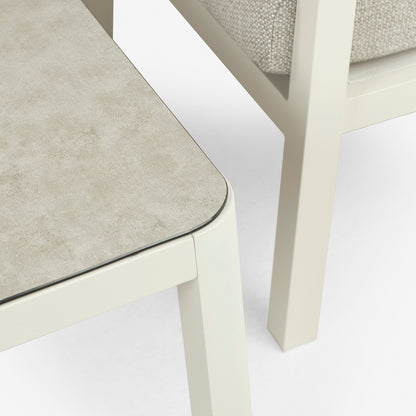 Conjunto De Sofás Para Jardín, Sofá 3 Plazas, Aluminio, Color Blanco Envejecido, Mesa:120x60x45cm Sillón:83x65,5x89 Cm Sofá:180x83x89 Cm Alto_5