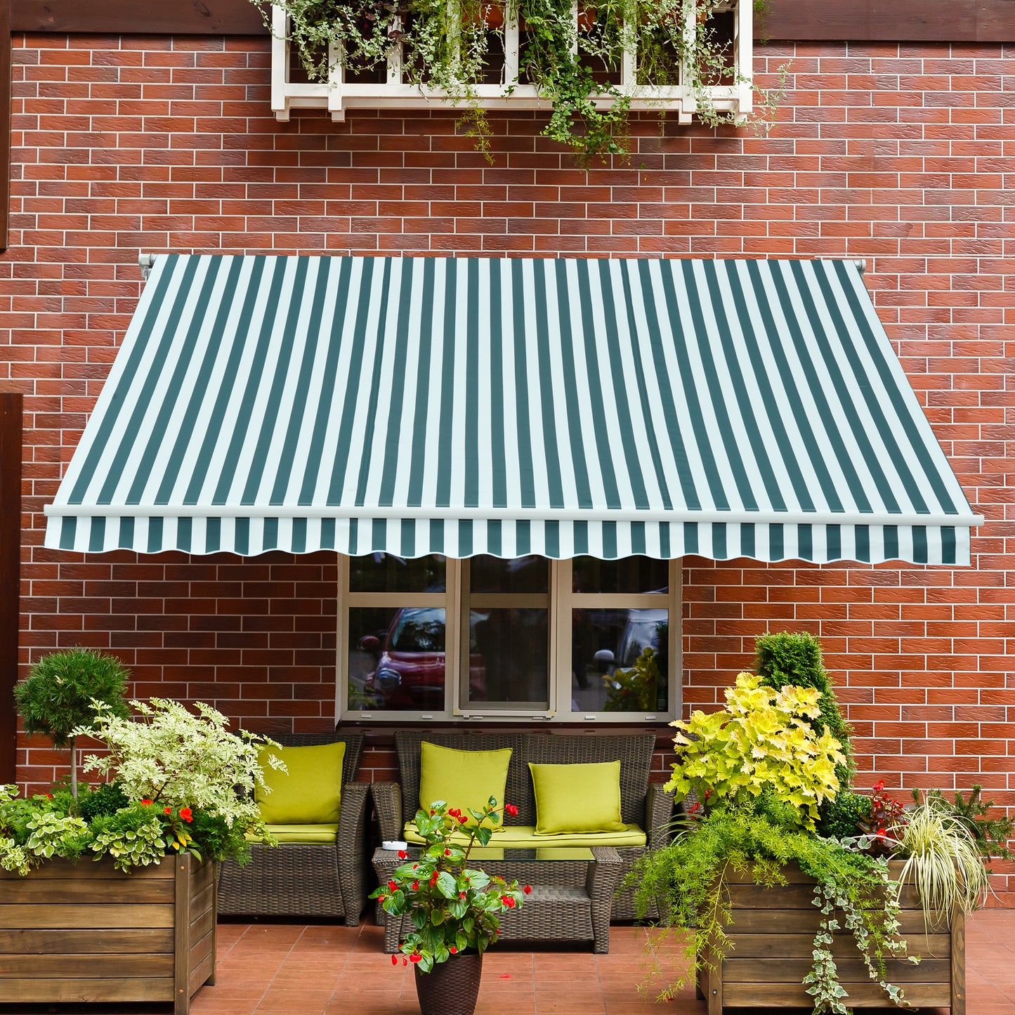 Outsunny Toldo Manual Plegable De Aluminio 295x250 Cm Manivela Ángulo Ajustable_1