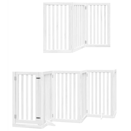Vidaxl Puerta Para Perros Plegable 9 Paneles Madera Álamo Blanca 450cm_2
