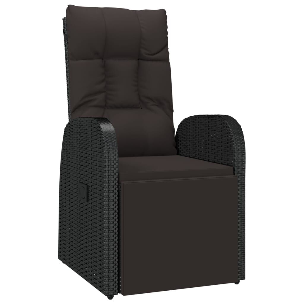 Vidaxl Sillón Reclinable De Jardín Con Cojín Ratán Sintético Negro_0
