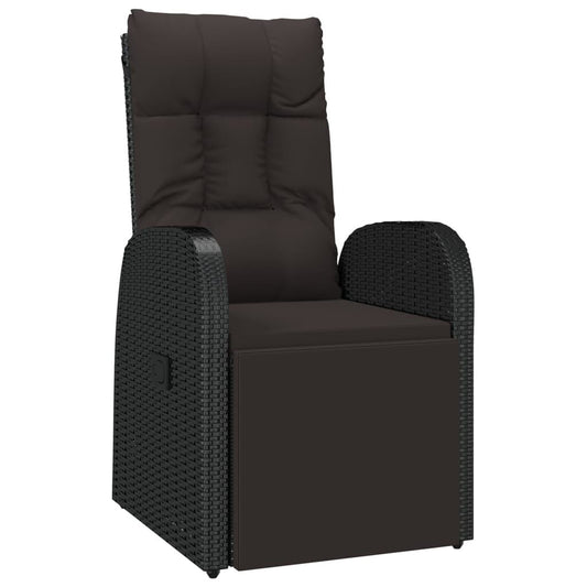 Vidaxl Sillón Reclinable De Jardín Con Cojín Ratán Sintético Negro_0