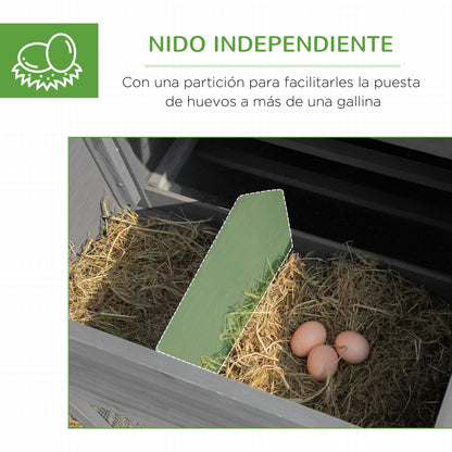 Pawhut Gallinero Madera Exterior Con Corral De Alambre Techos Asfálticos Gris_5