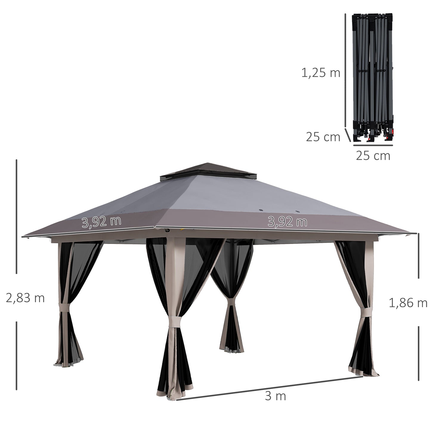Outsunny Carpa Plegable Pop-up 4x4x2,8 M Altura Ajustable Protección Uv50+_2