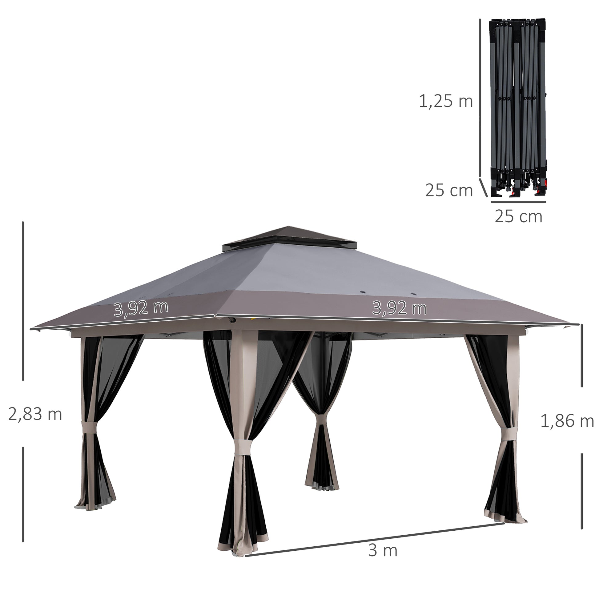Outsunny Carpa Plegable Pop-up 4x4x2,8 M Altura Ajustable Protección Uv50+_2