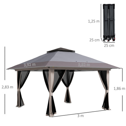 Outsunny Carpa Plegable Pop-up 4x4x2,8 M Altura Ajustable Protección Uv50+_2