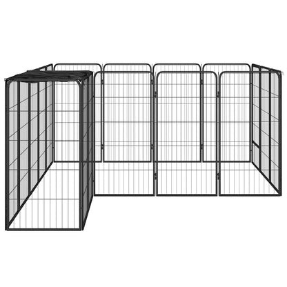 Jaula Perros 18 Paneles Acero Recubierto Polvo Negro 50x100 Cm_2