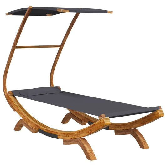 Tumbona Con Dosel Madera Curvada Gris Antracita 100x190x134 Cm_0
