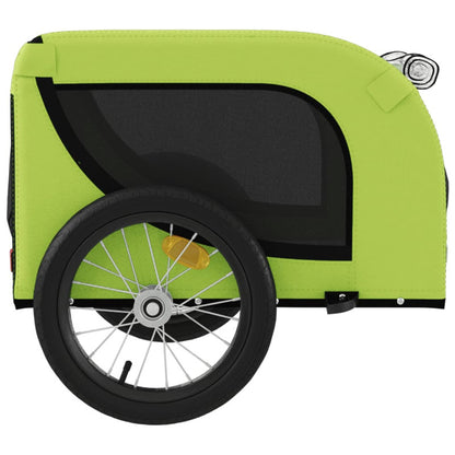Vidaxl Remolque De Bicicleta Mascotas Hierro Tela Oxford Verde Negro_5