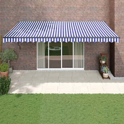 Toldo Retráctil Aluminio Y Tela Azul Y Blanco 5x3 M_1