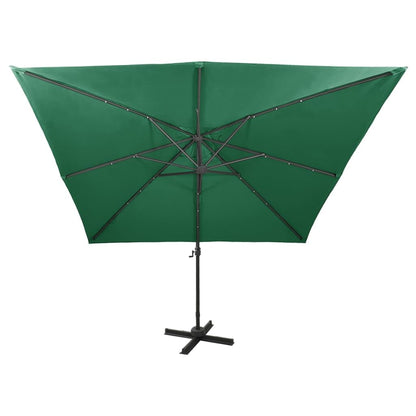 Vidaxl Sombrilla De Jardín Voladiza Con Palo Y Luces Led Verde 300 Cm_3