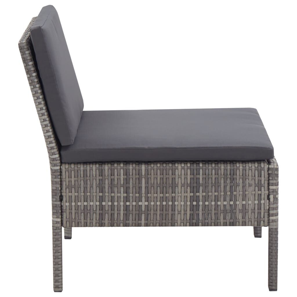 Vidaxl Set De Muebles De Jardín 3 Pzas Y Cojines Ratán Sintético Gris_4