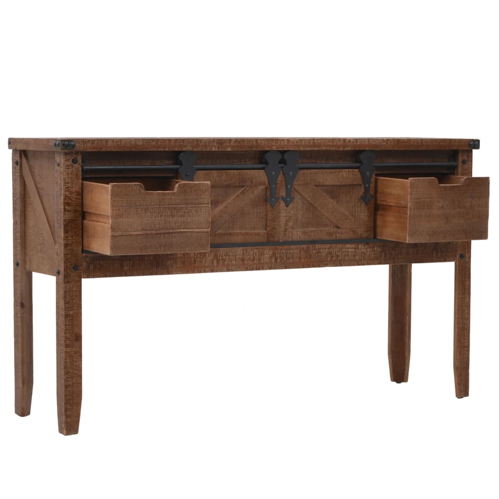 Mesa Consola De Madera De Abeto Maciza Marrón 131x35,5x75 Cm_2