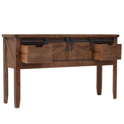 Mesa Consola De Madera De Abeto Maciza Marrón 131x35,5x75 Cm_2