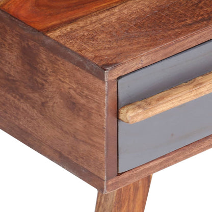 Mesa De Centro De Madera Maciza Gris 110x50x40 Cm_3