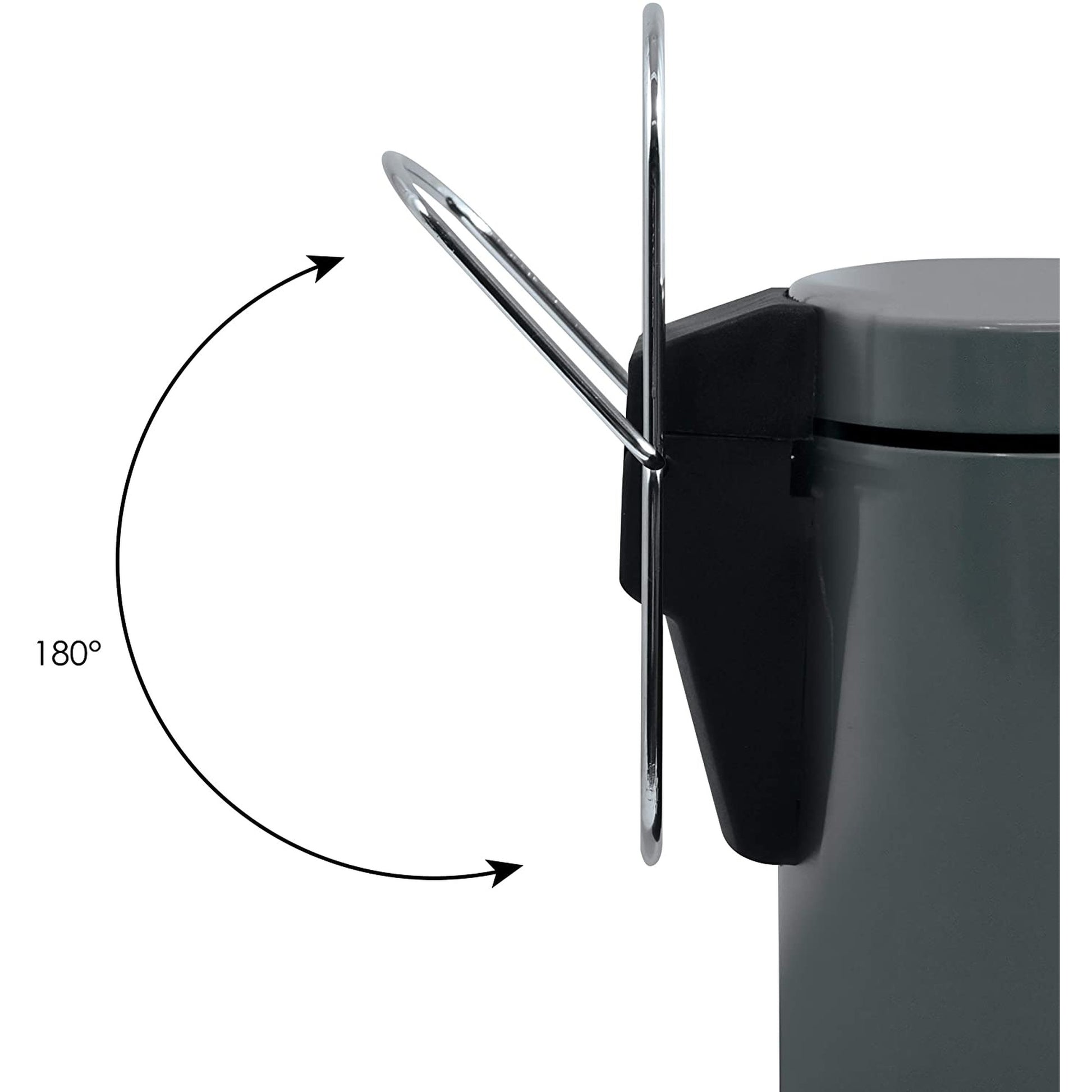 Msv Cubo De Basura Con Pedal Para Cosméticos, Color Antracita, 3 Litros, Con Cubo Interior Extraíble