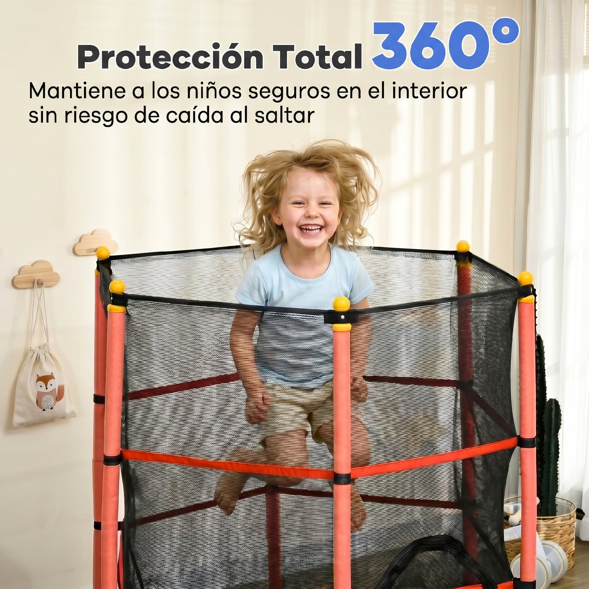 Homcom Cama Elástica Infantil Ø163 Cm Con Red De Seguridad Rojo Y Negro_5