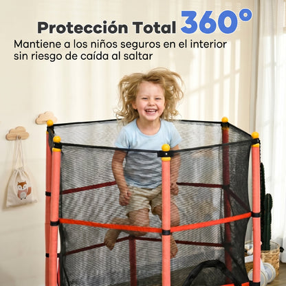 Homcom Cama Elástica Infantil Ø163 Cm Con Red De Seguridad Rojo Y Negro_5