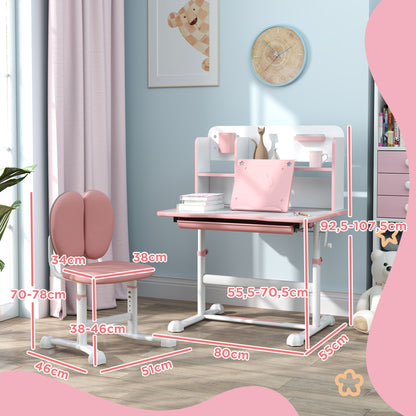 Secretária Infantil Aiyaplay Mdf, Aço Rosa 80x55x107.5 Cm 312-124v80pk_2