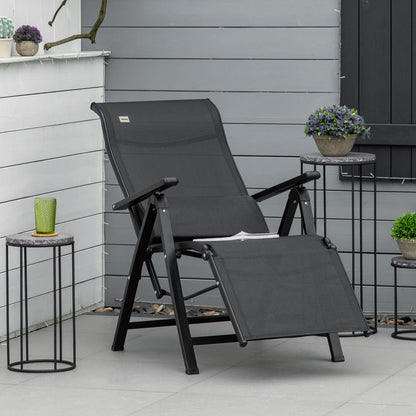 Outsunny Tumbona Plegable Con Respaldo Ajustable En 9 Posiciones Cojín Negro_3