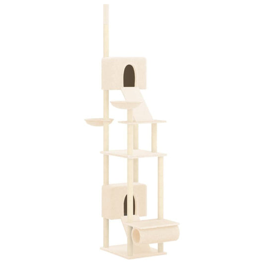 Vidaxl Árbol Rascador Para Gatos De Suelo A Techo Crema 277-303 Cm_0