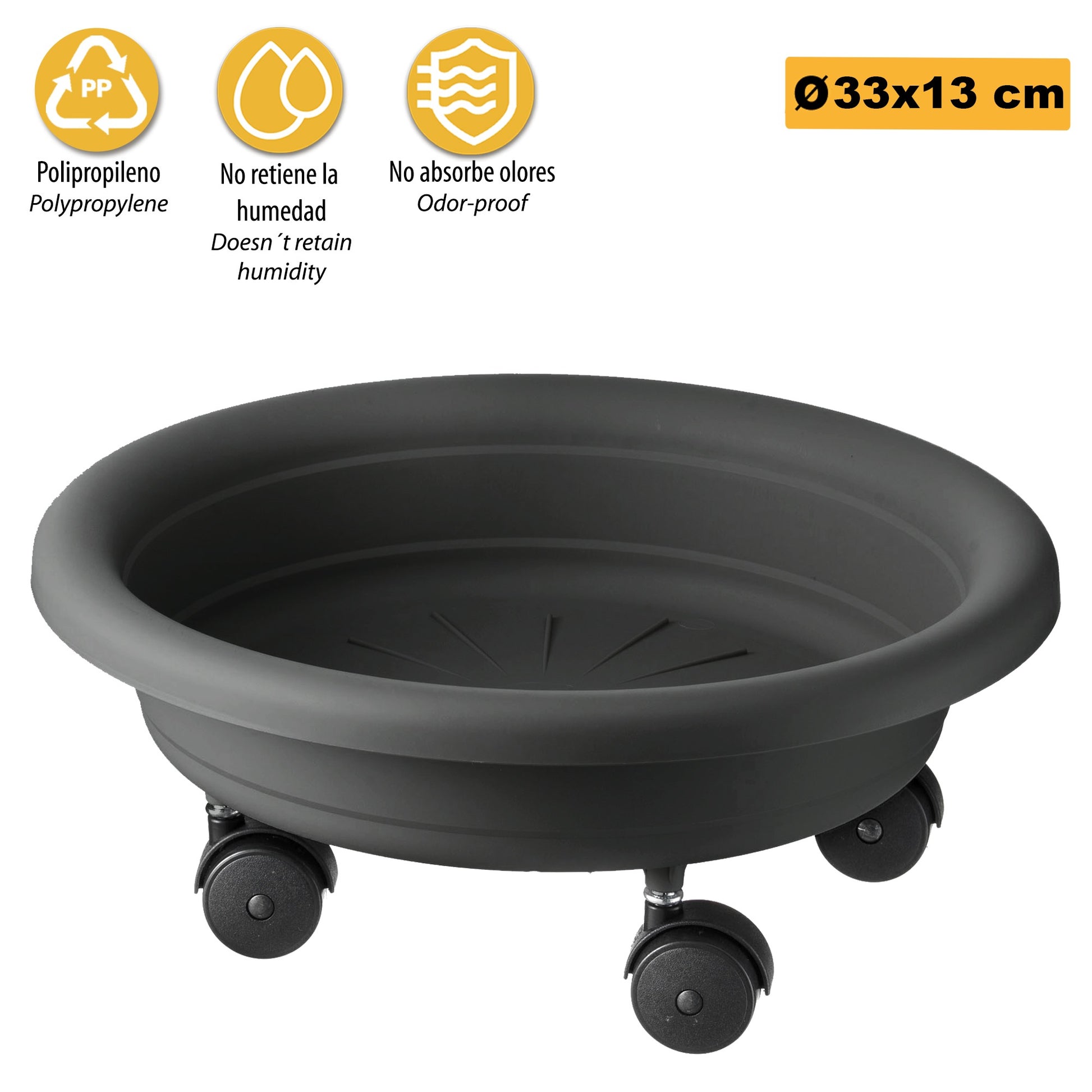 Platillo Para Maceta Con Ruedas Para Facilitar Su Traslado Ø 33 Cm Antracita_2