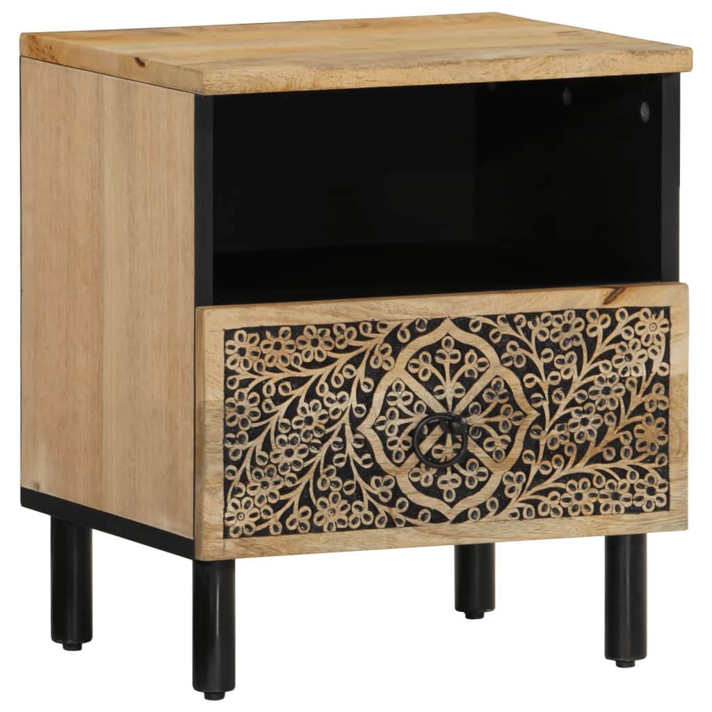 Mesitas De Noche 2 Uds Madera Maciza De Mango 40x33x46 Cm_3