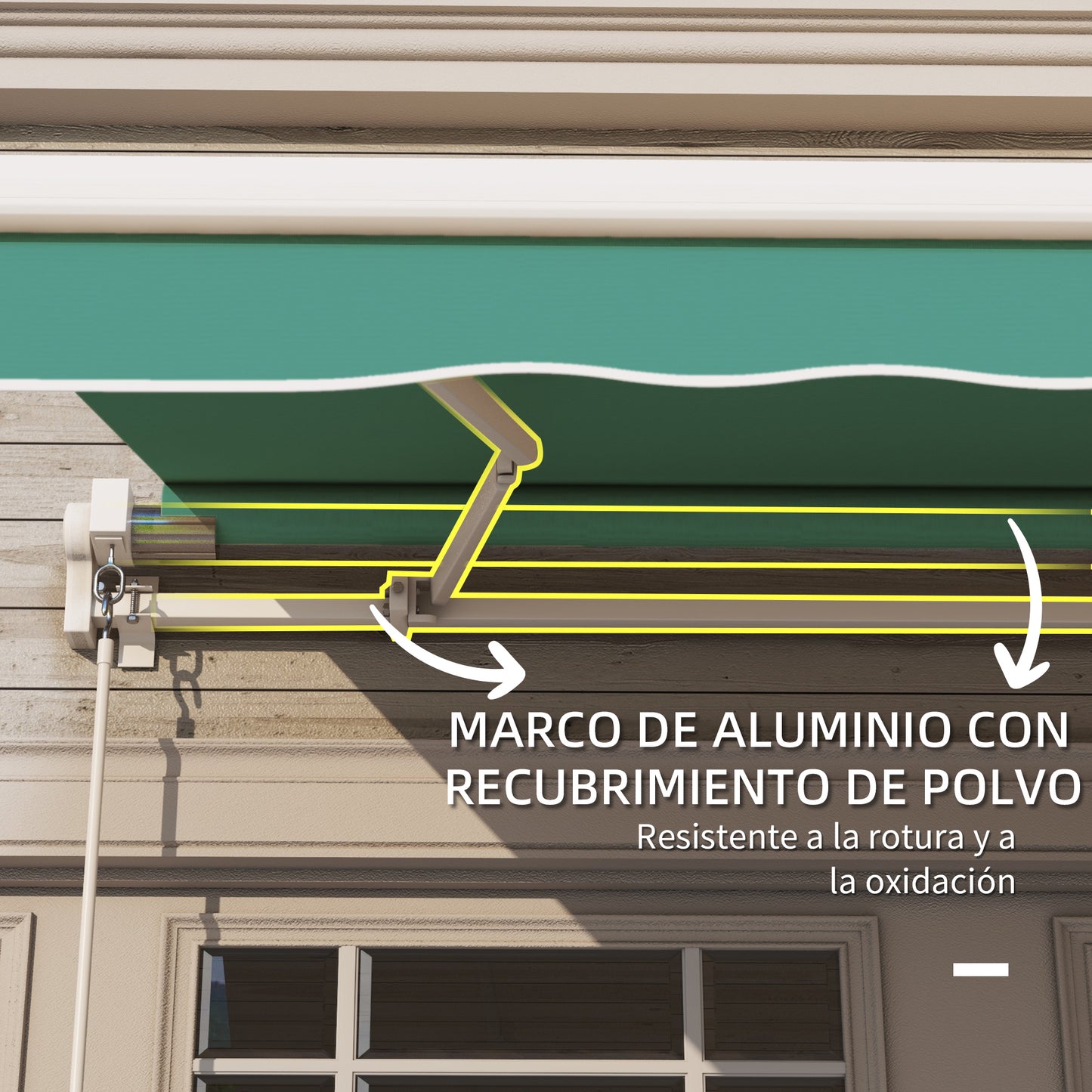 Outsunny Toldo Manual Retráctil Plegable Con Manivela Exterior 295x245 Cm Verde_5