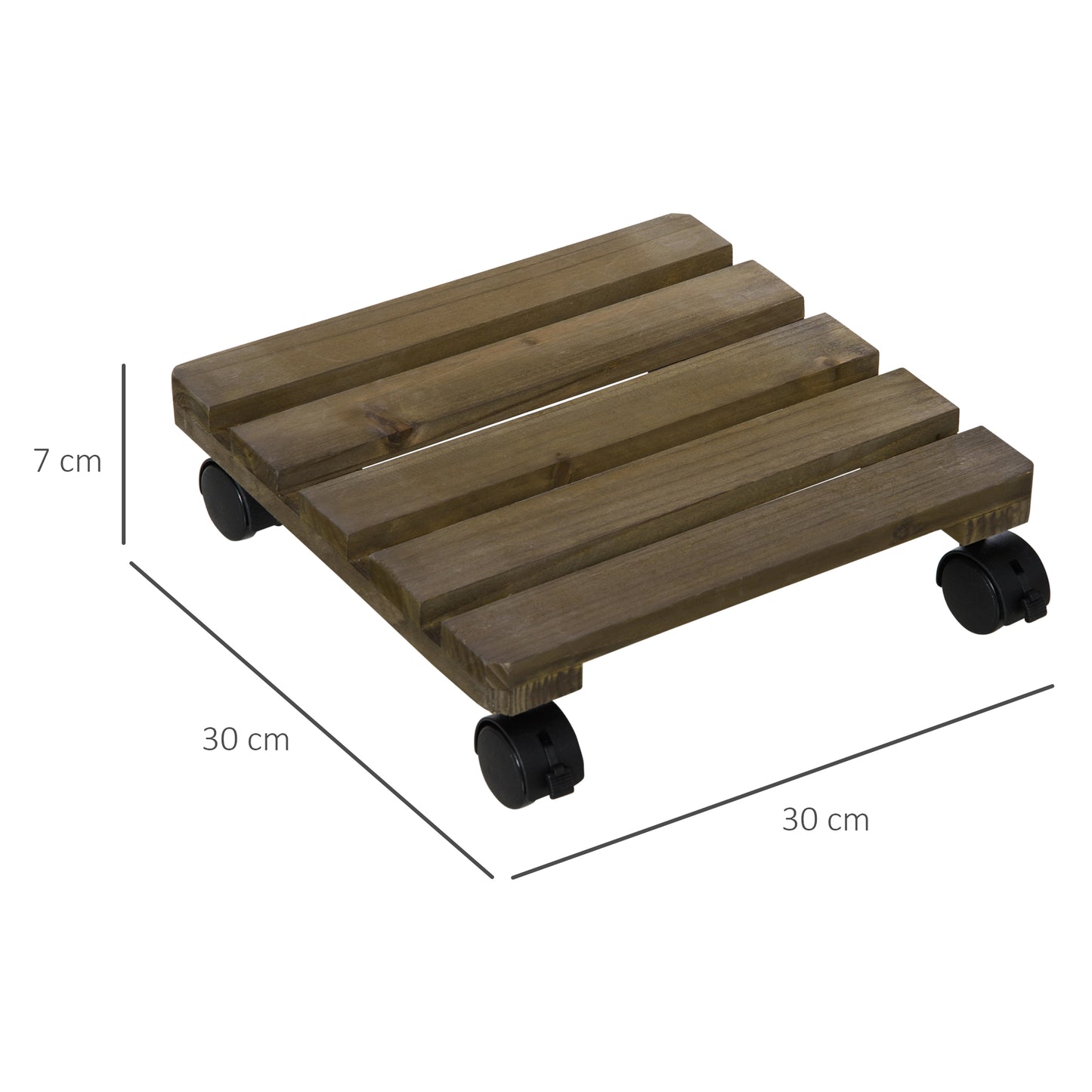 Outsunny Pack De 2 Plataformas Con Ruedas Para Macetas Exterior Interior Marrón_2