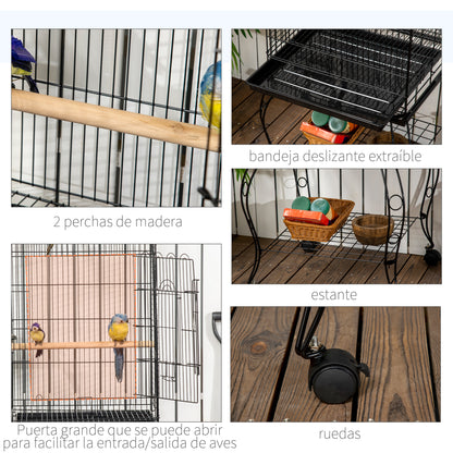 Pawhut Jaula Para Pájaros Con Ruedas Y Estante_4