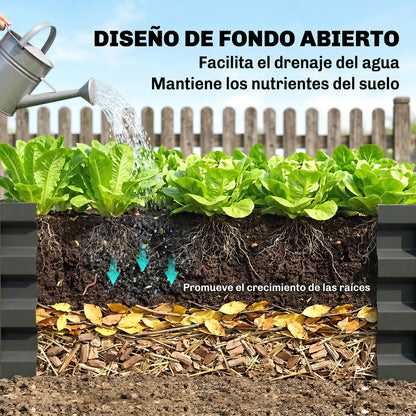 Outsunny Jardinera Elevada Rectangular De Acero Galvanizado 120x60x30,5 Cm Gris_5