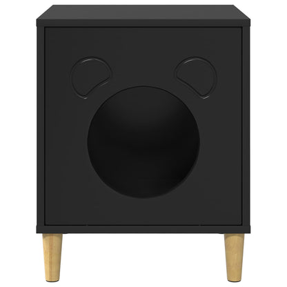 Casa Para Gatos Negro 42,5 X 40 X 53 Cm Madera De Ingeniería_4