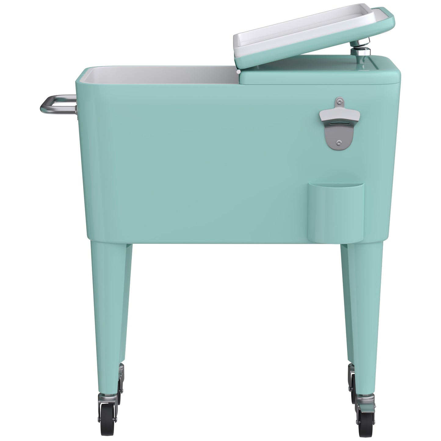 Outsunny Carro De Bebidas Refrigerado 56l Con Ruedas Abrebotellas Recogetapas_4