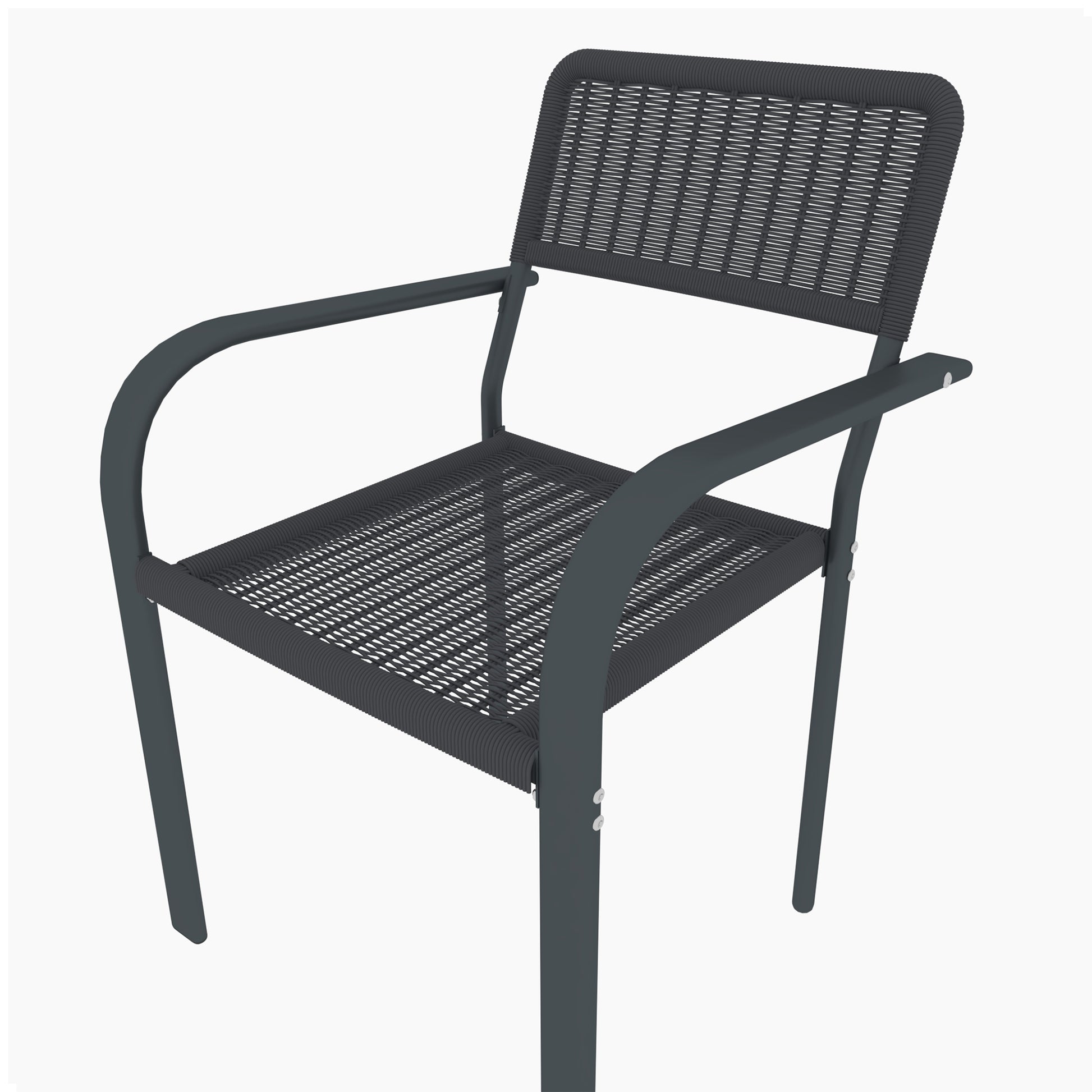 Outsunny Juego De 4 Sillas De Jardín Exterior Apilables 55x60x83 Cm Gris_3