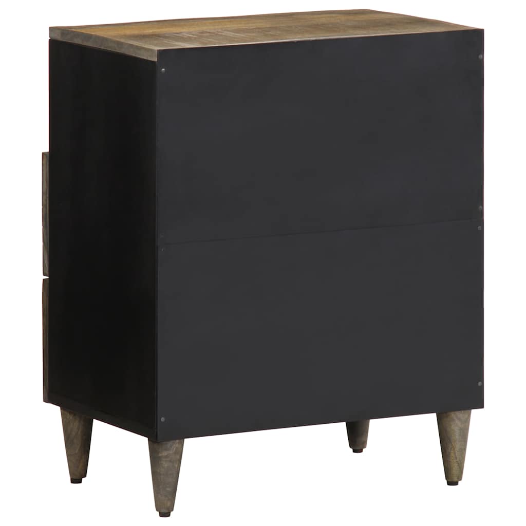 Mesita De Noche Madera Maciza De Mango Gris Claro 50x33x60 Cm_3