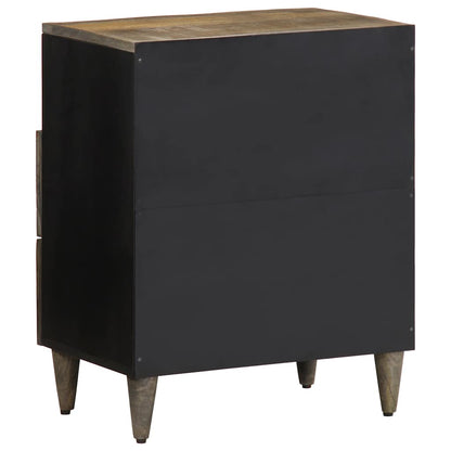 Mesita De Noche Madera Maciza De Mango Gris Claro 50x33x60 Cm_3