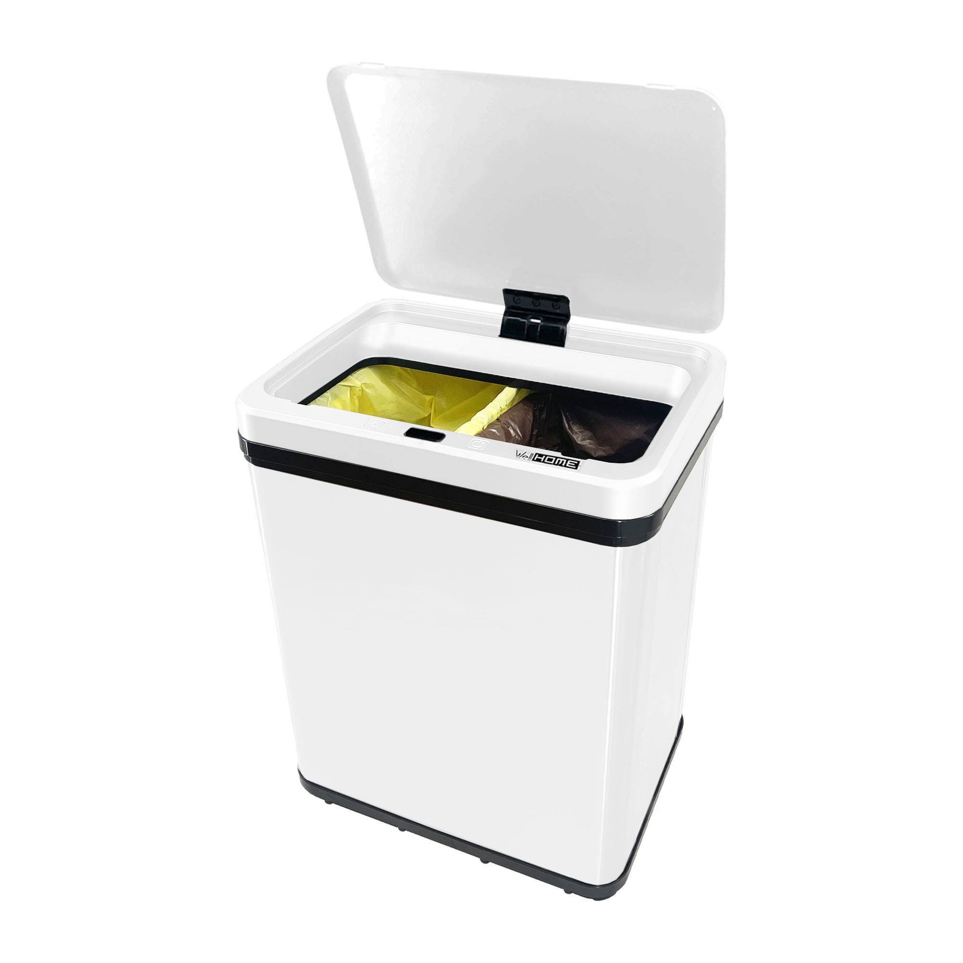 Cubo Reciclaje 15l+15l Sin Patas Apertura Auto Blanco