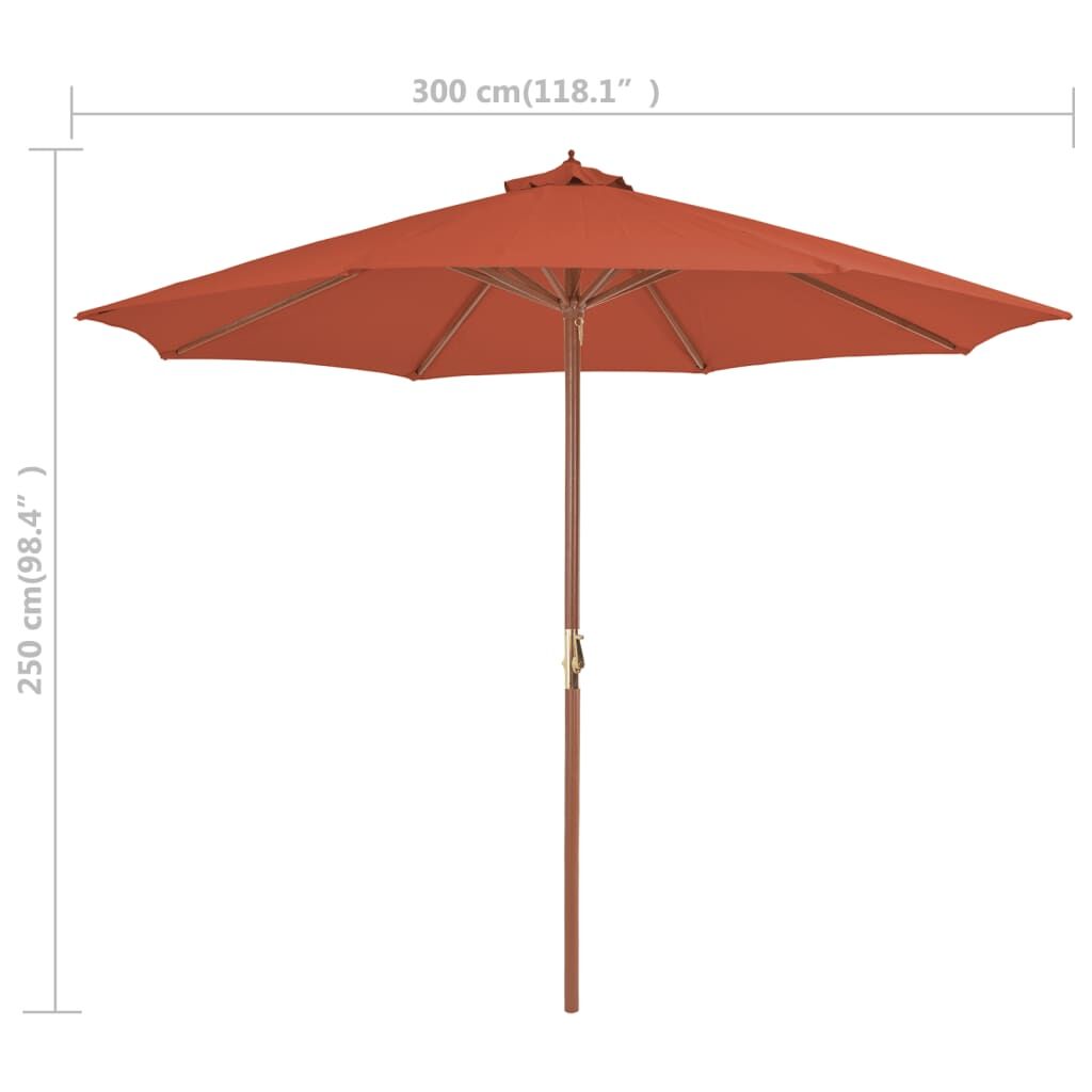 Vidaxl Sombrilla De Jardín Con Palo De Madera Terracota 300 Cm_2