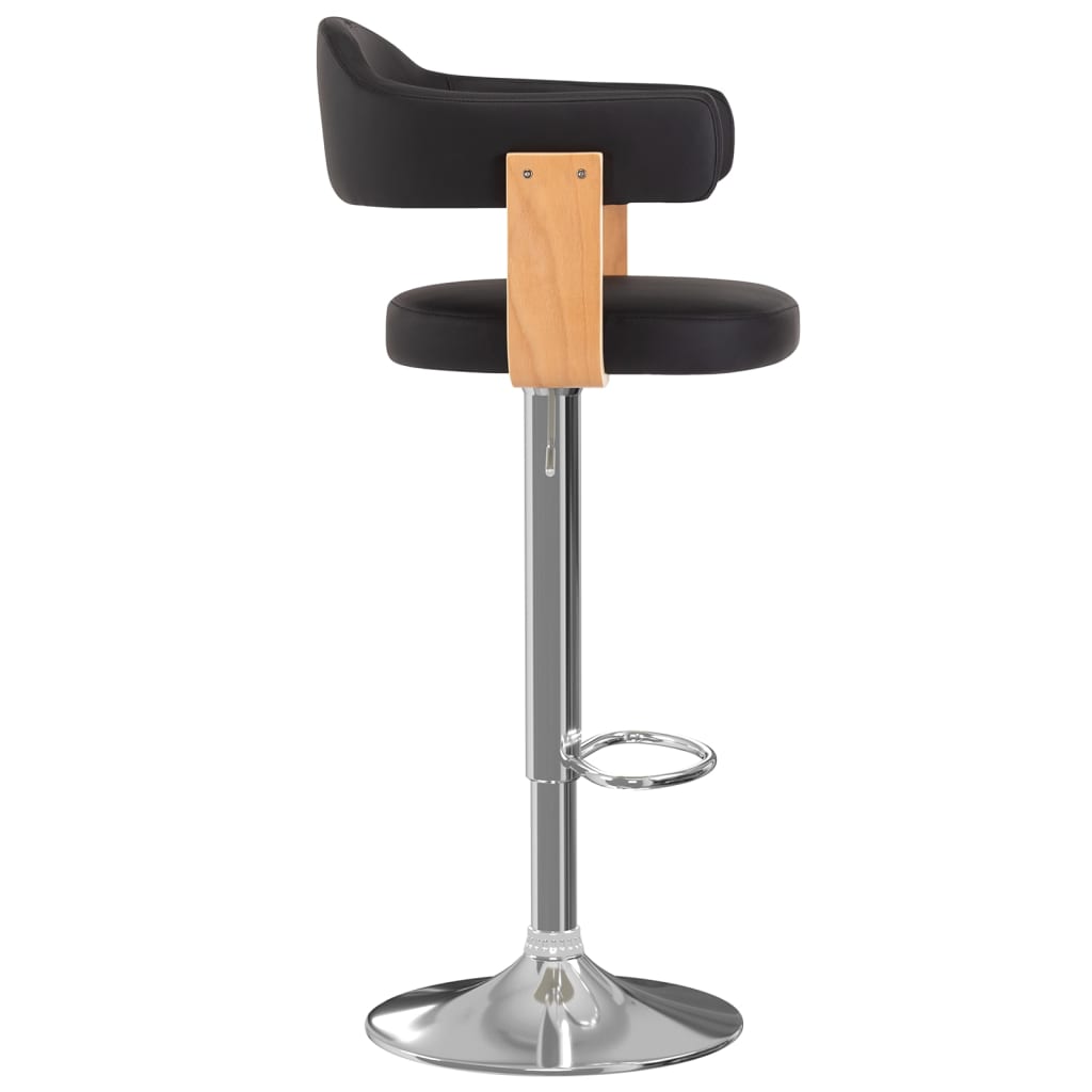 Taburetes De Cocina 2 Uds Cuero Sintético Madera Curvada Negro_2