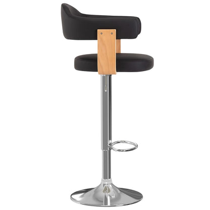 Taburetes De Cocina 2 Uds Cuero Sintético Madera Curvada Negro_2