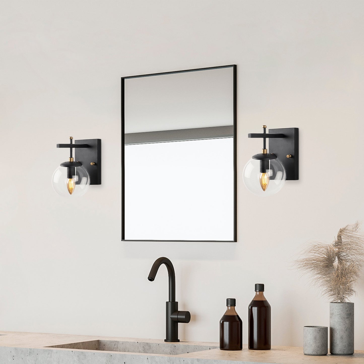 Aplique De Pared Pantalla Transparente, Metal , Negro, 15x20x15, Casquillo E14 Max 40 W_4