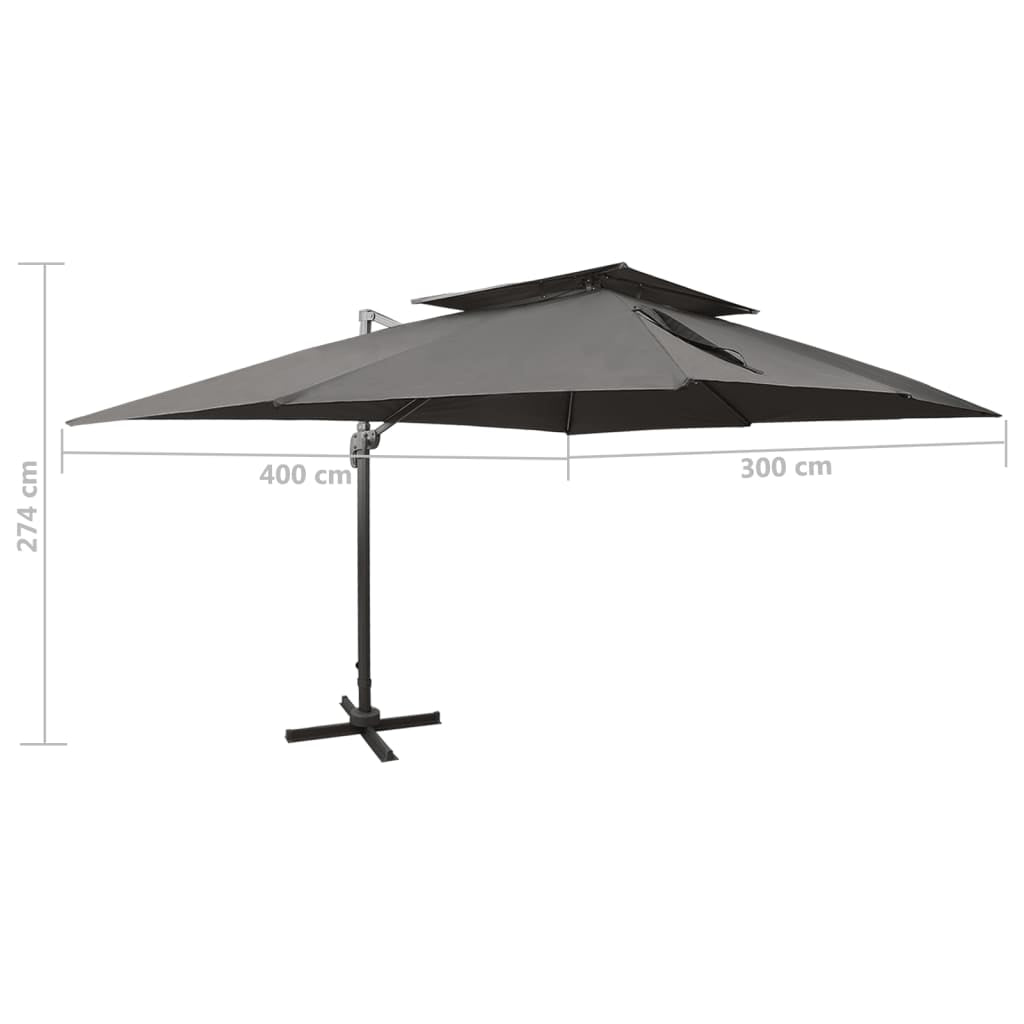 Vidaxl Sombrilla De Jardín Voladiza Con Doble Techo Antracita 400x300 Cm_2