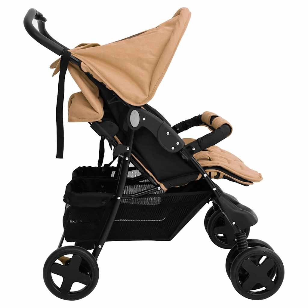 Vidaxl Carrito Para Gemelos De Acero Gris Taupé_3