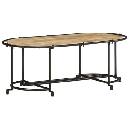 Mesa De Centro Madera Maciza De Mango Rugosa 110x55x40 Cm_0