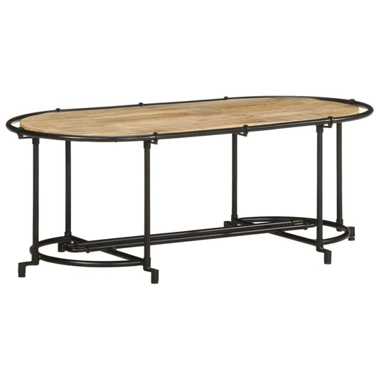 Mesa De Centro Madera Maciza De Mango Rugosa 110x55x40 Cm_0