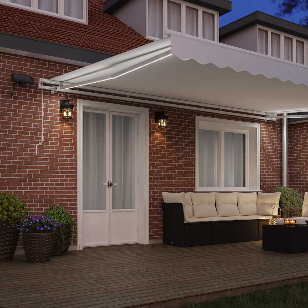 Toldo Retráctil Blanco 500 X 300 Cm Tela Y Aluminio_2