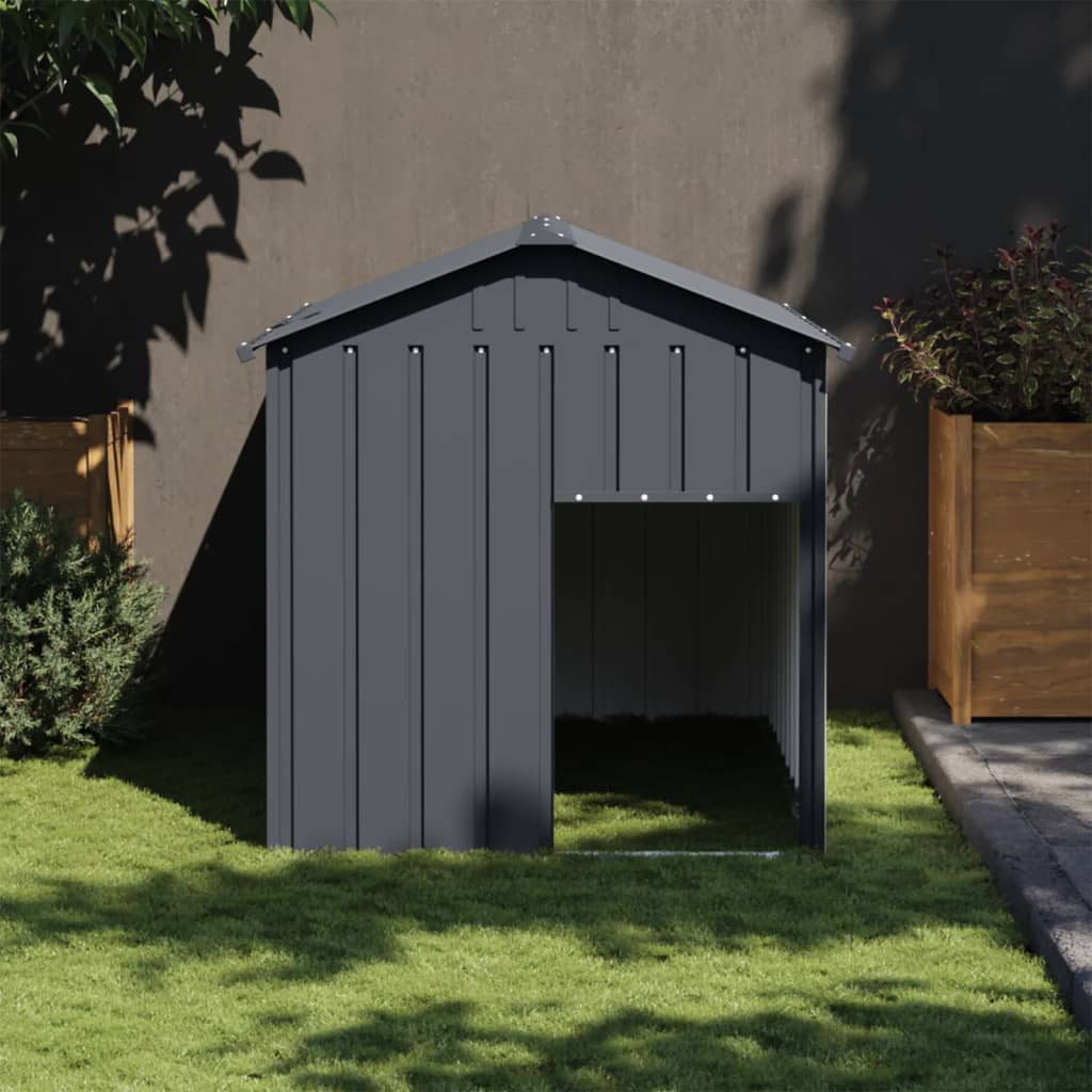 Vidaxl Caseta Perros Con Tejado Acero Galvanizado Gris 117x153x123 Cm_1