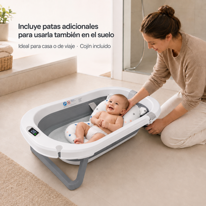 Bañera Plegable para Bebé con Cojín Reductor, termómetro, Uso con o sin Soporte, Patas Antideslizantes Bathby_5