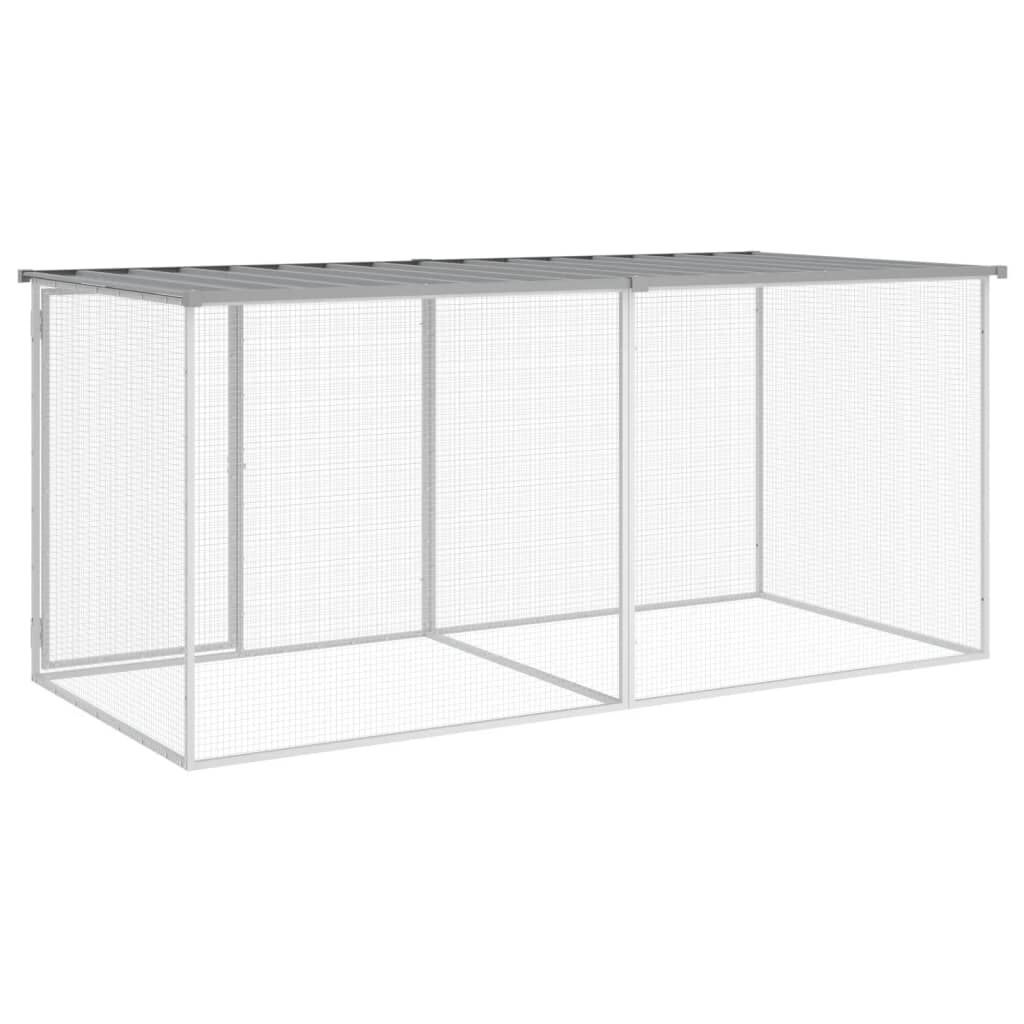 Vidaxl Jaula Para Gallinas Con Techo De Acero Galvanizado, Gris Claro, 203 X 98 X 90 Cm_4