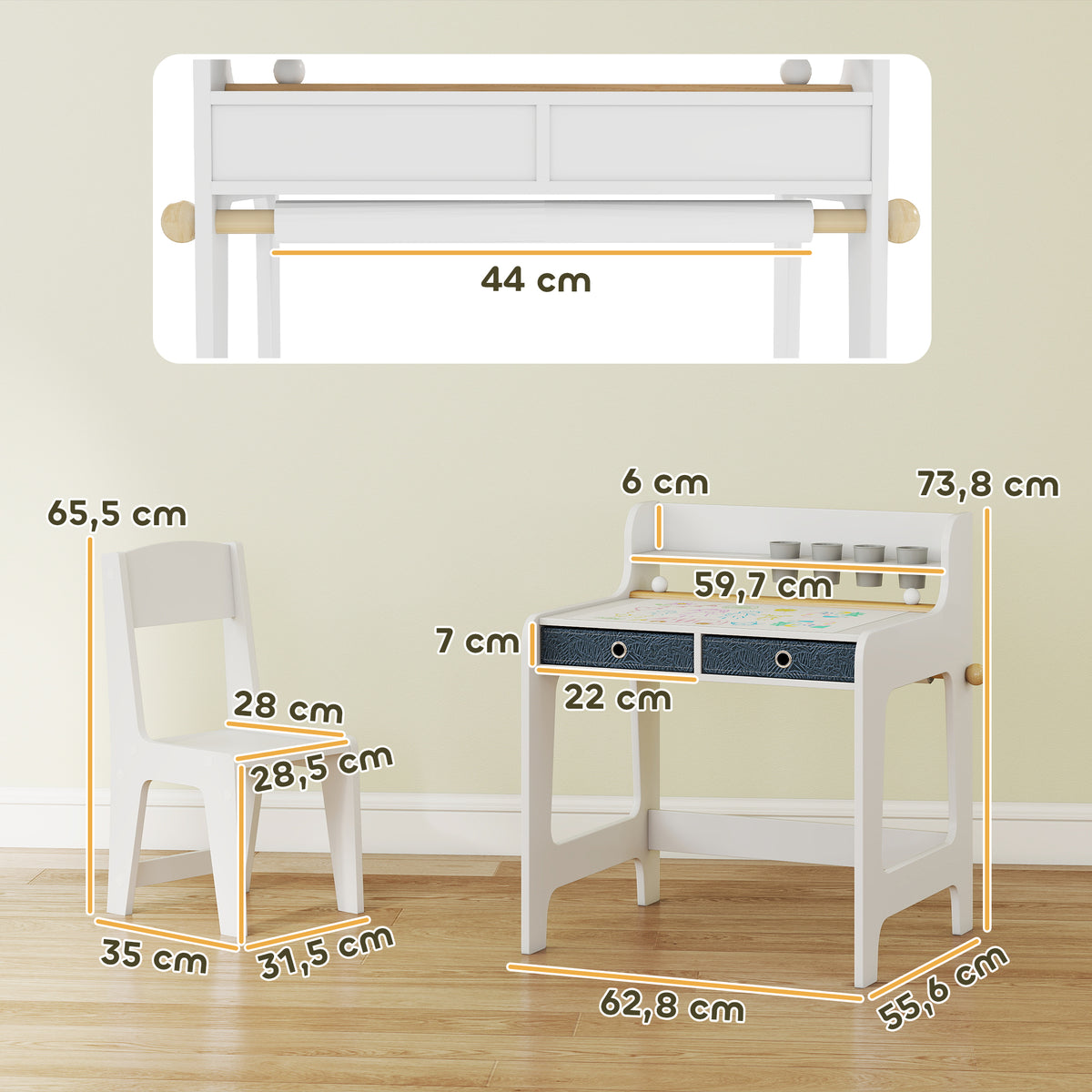 Secretária Infantil Aiyaplay Mdf Branco 62,8x55,6x73,8 Cm 312-154v80wt_2