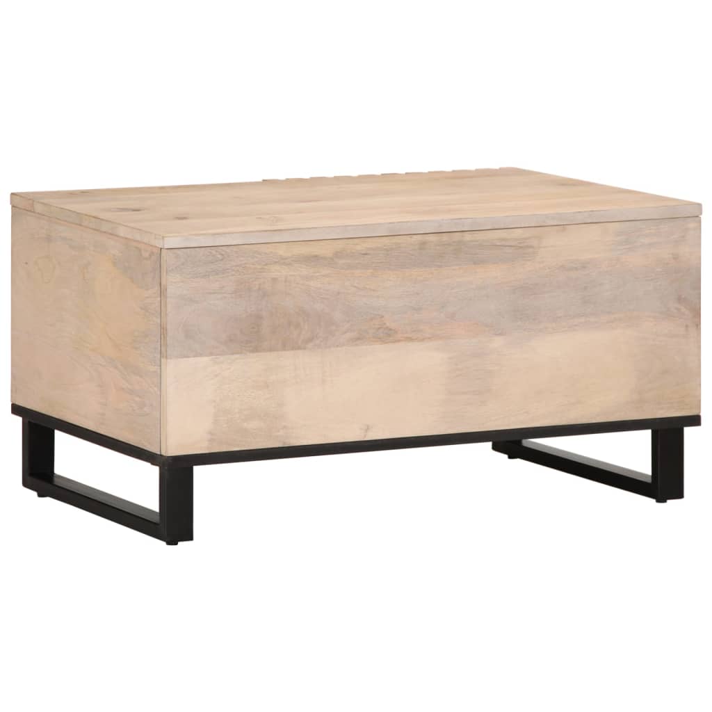 Mesa De Centro De Madera Maciza De Mango Blanca 80x51x40 Cm_2